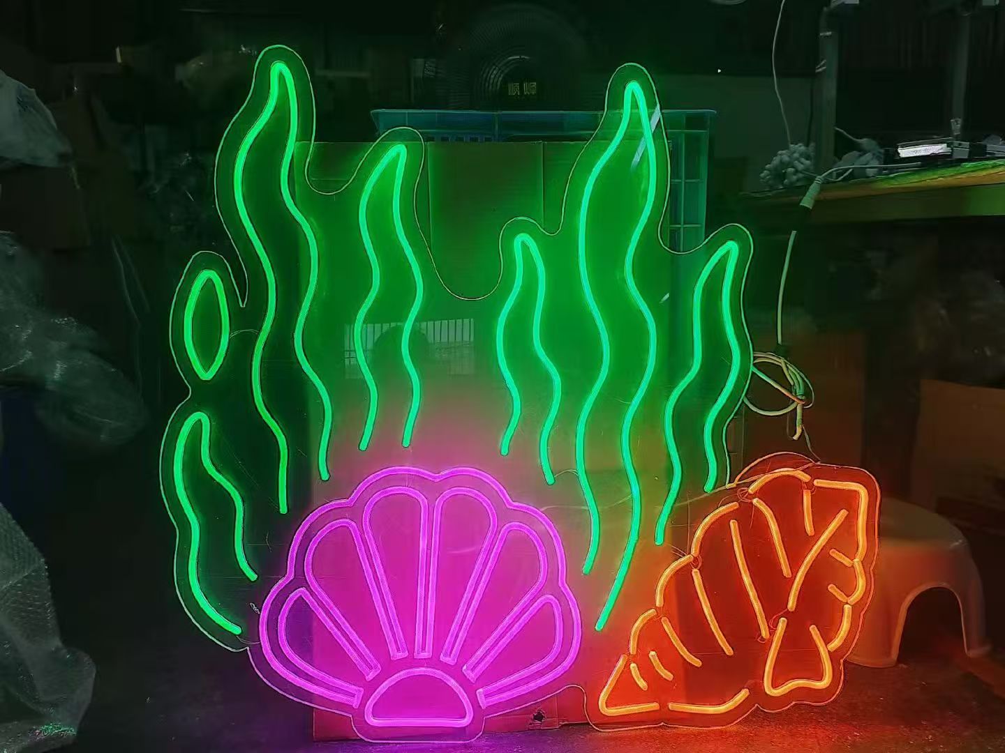 Colorful sculptural lighting elements